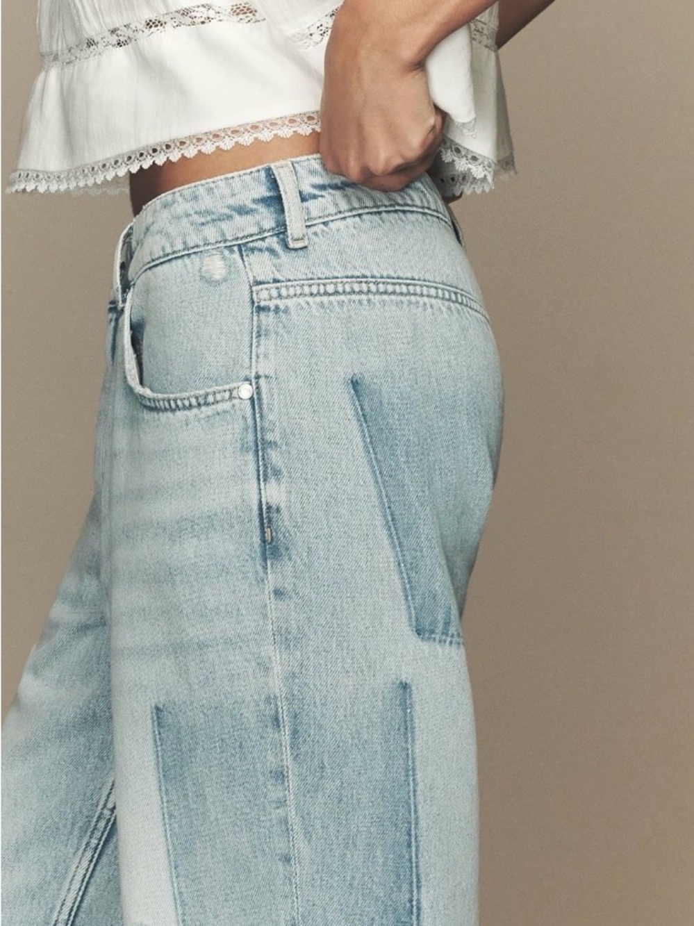 Pilcro Light Blue Boyfriend Jeans with Brown Belt - Picture 4 of 4